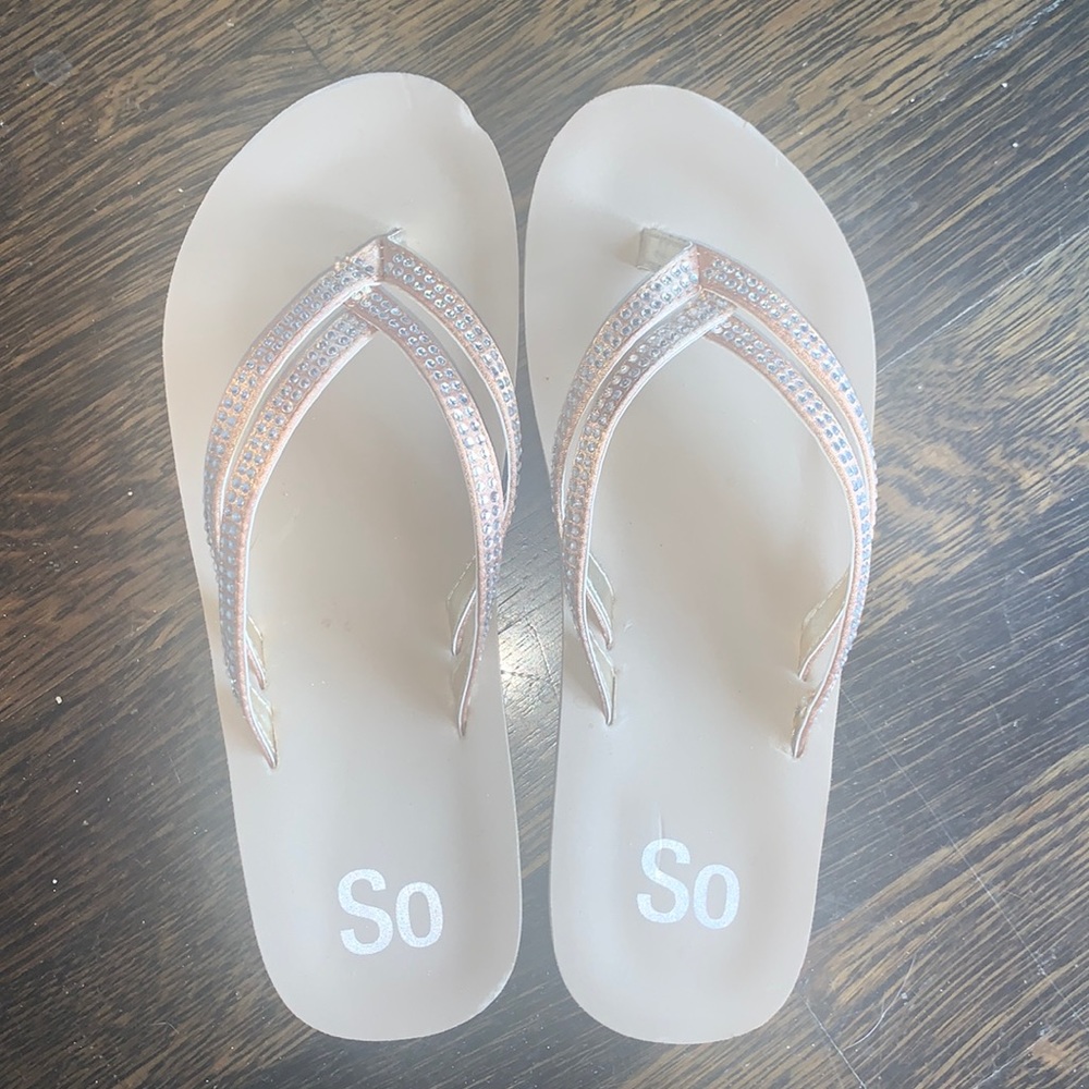 Rhinestone double strap wedge sandals